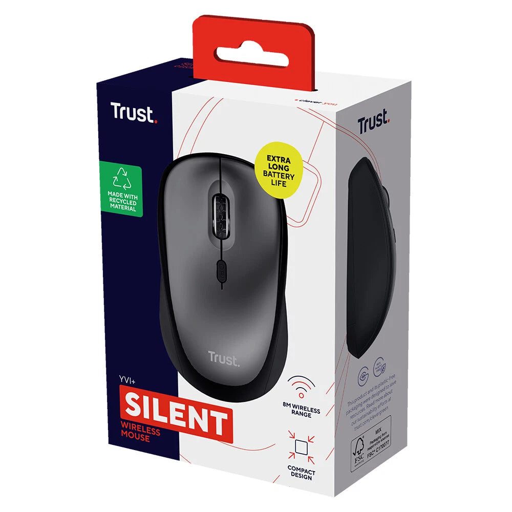 Trust Yvi+ Silent Wireless Mouse (Black) NEW