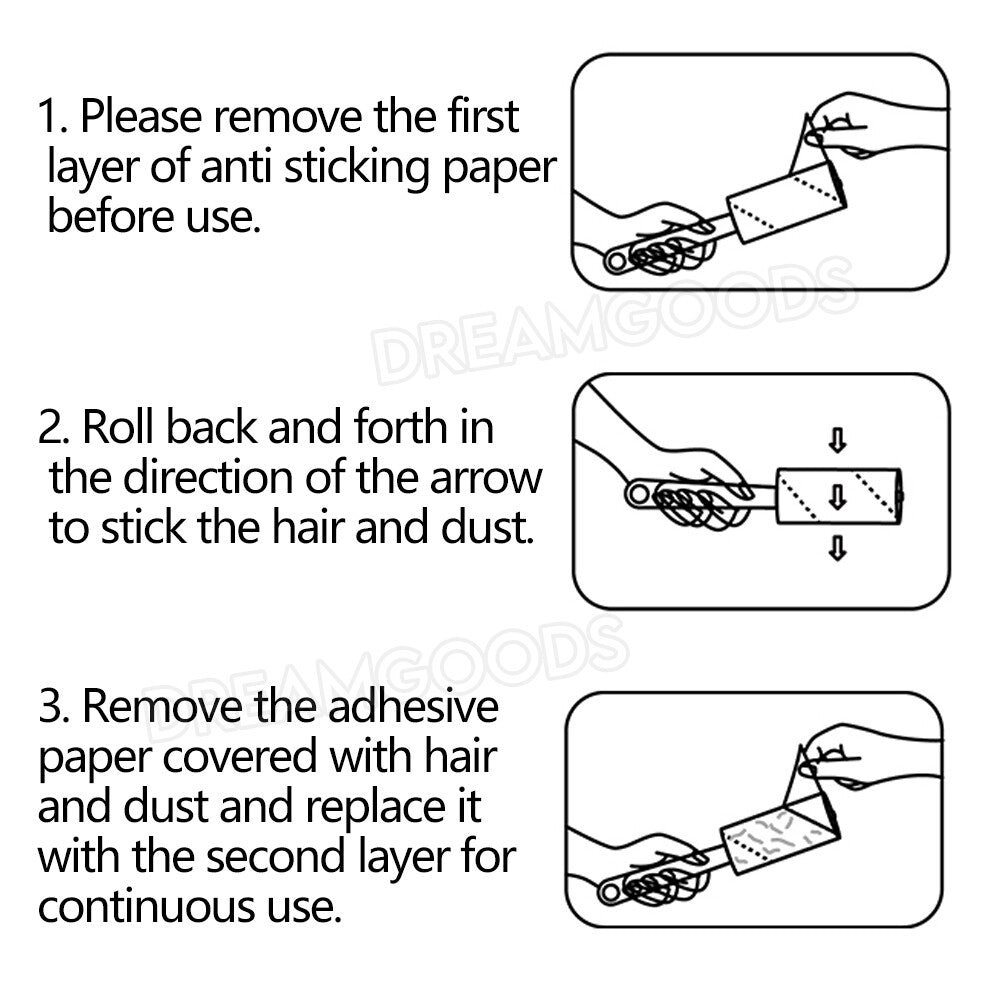 Lint Roller With Refills Sticky Remover Pet Dog Hair Clothes Sofa Dust Cleaning