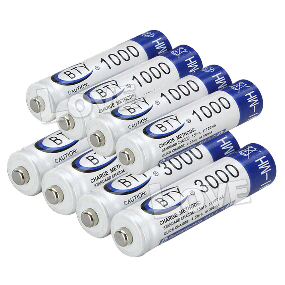 4-24X 3000Mah Aa/1000Mah AAA Rechargeable Battery NI-MH 1.2V Recharge Batteries