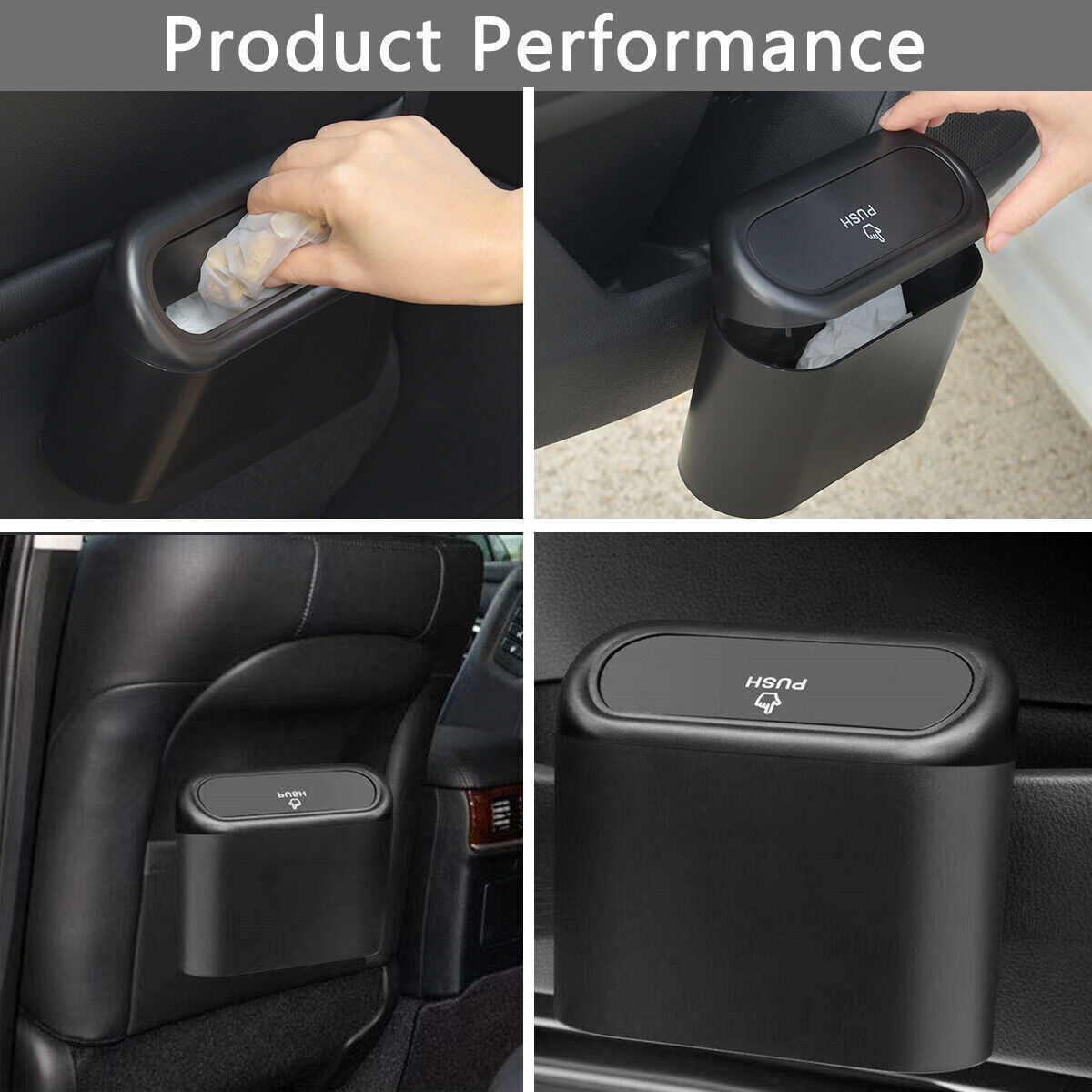 2Pcs Universal Car Trash Bin Can Auto Waste Garbage Dust Dustbin Box Case Holder