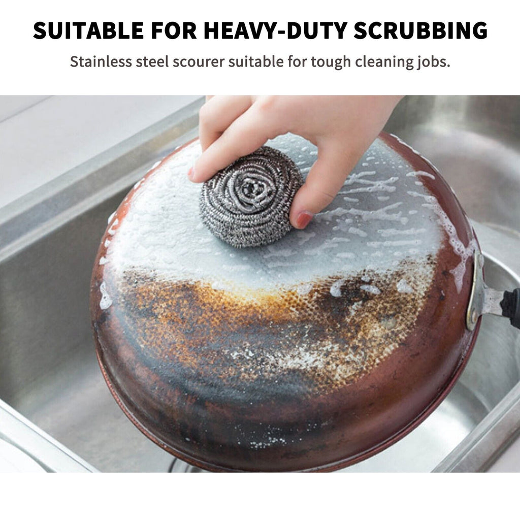 Stainless Steel Scourer Wool Sponge Steel Scrubber for Stove Pot Cooker Cleaning