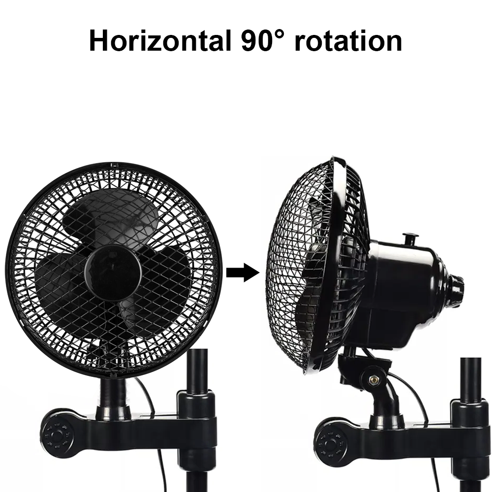Hydroponics 2 Speed Clip Fan Vertical 6" Inch Oscillating Fan Fit Grow Tent Pole