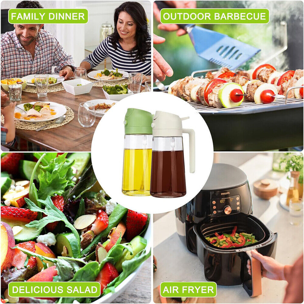 2 In1 Olive Oil Sprayer Dispenser Cooking Baking BBQ Spray Bottle Kitchen Tool.