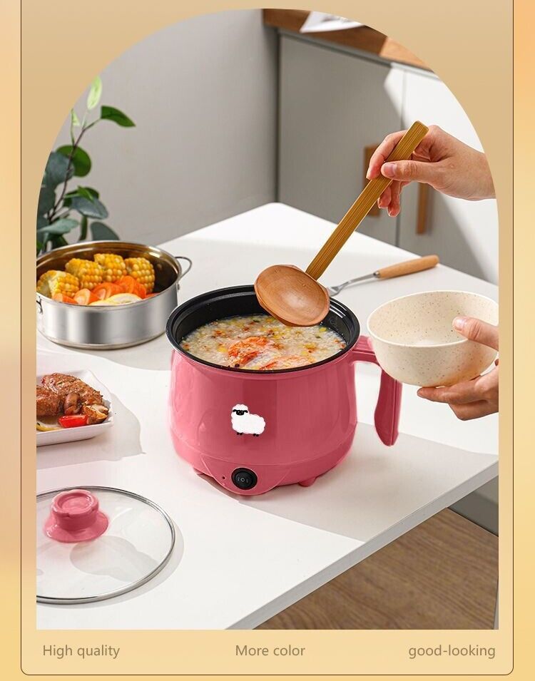 1.8L Portable Electric Mini Rice Cooker Non-Stick Soup Cooker Multi Cooking