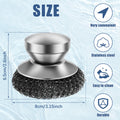4 Pcs Stainless Steel Scrubber Scourer With Handle Round Sdkan