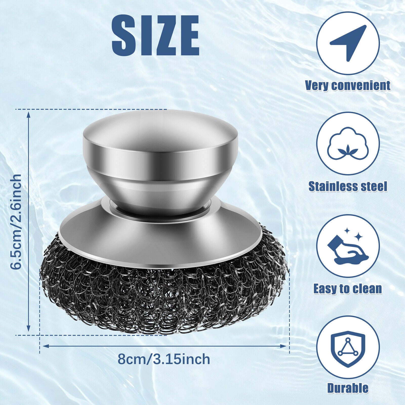 4 Pcs Stainless Steel Scrubber Scourer With Handle Round Sdkan