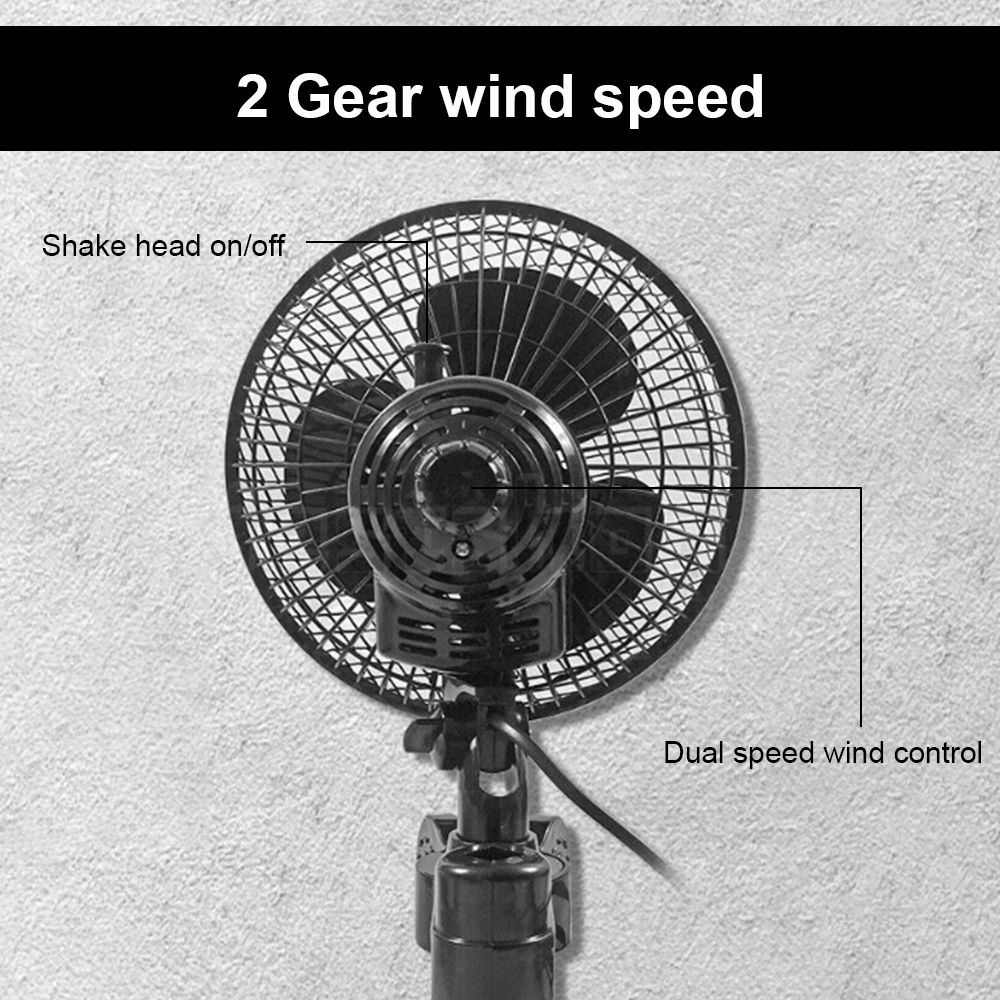 Hydroponics 2 Speed Clip Fan Vertical 6" Inch Oscillating Fan Fit Grow Tent Pole