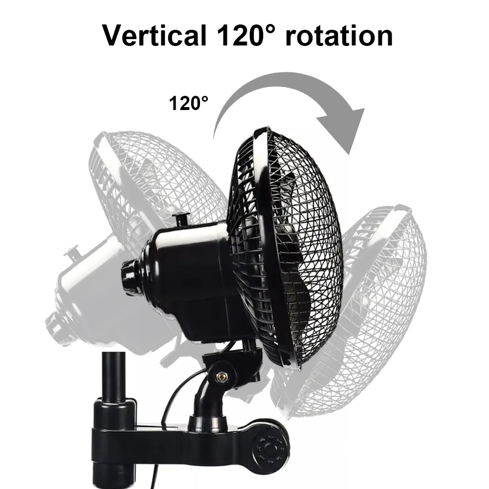 Hydroponics 2 Speed Clip Fan Vertical 6" Inch Oscillating Fan Fit Grow Tent Pole