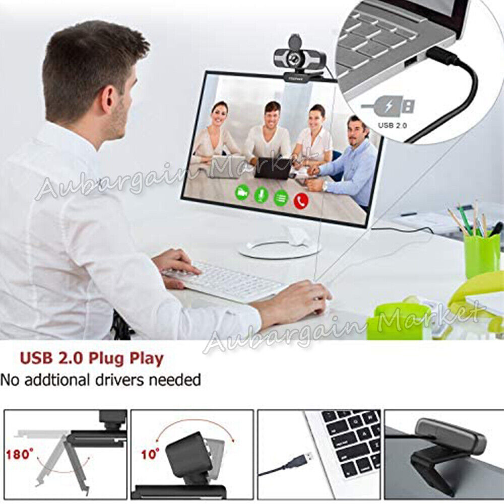 1080P Full HD Webcam USB 2.0  Laptop Web & PC Desktop Camera with Microphone