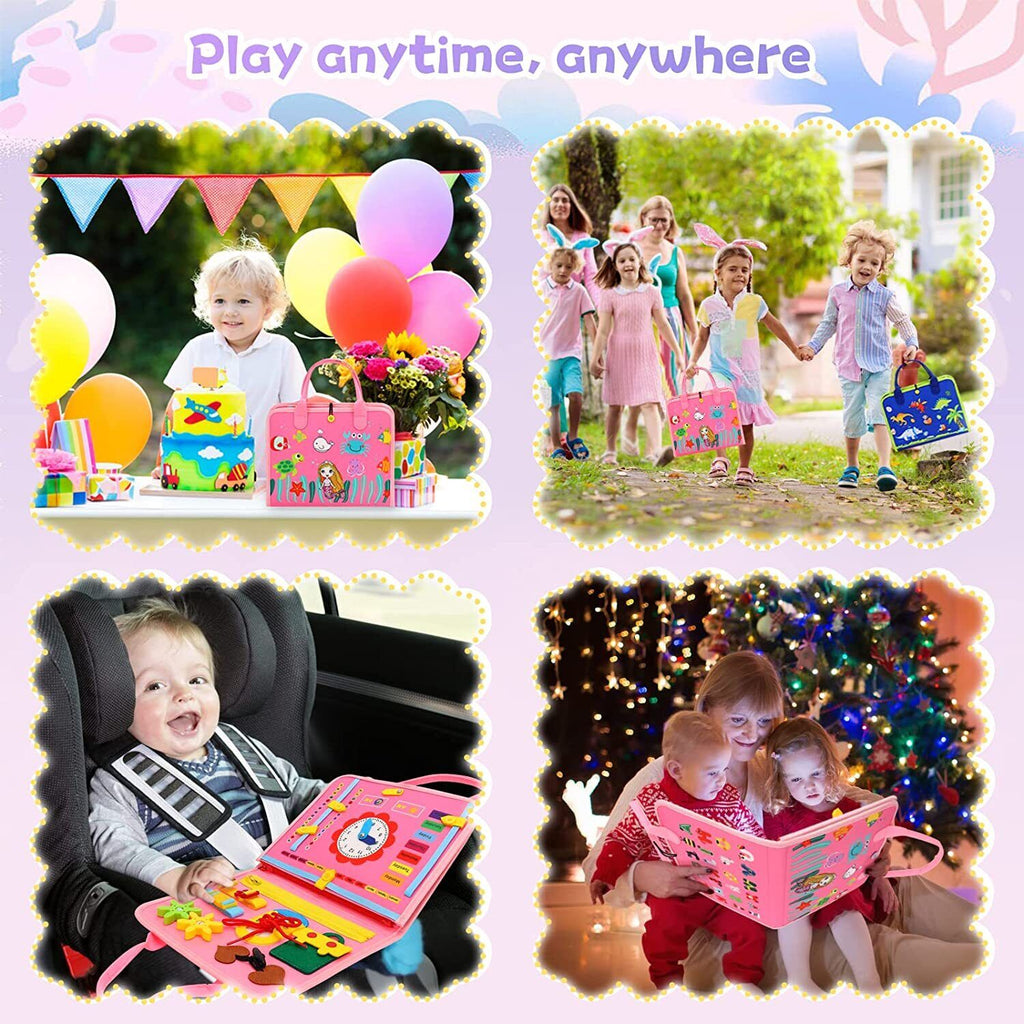 Kids Busy Board for Toddlers Montessori Toys with Dressing Skills Sensory Game