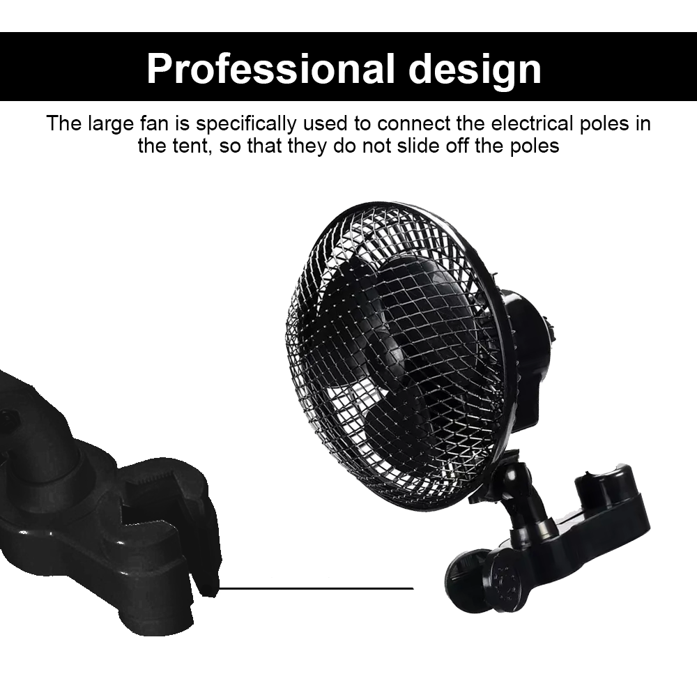Hydroponics 2 Speed Clip Fan Vertical 6" Inch Oscillating Fan Fit Grow Tent Pole