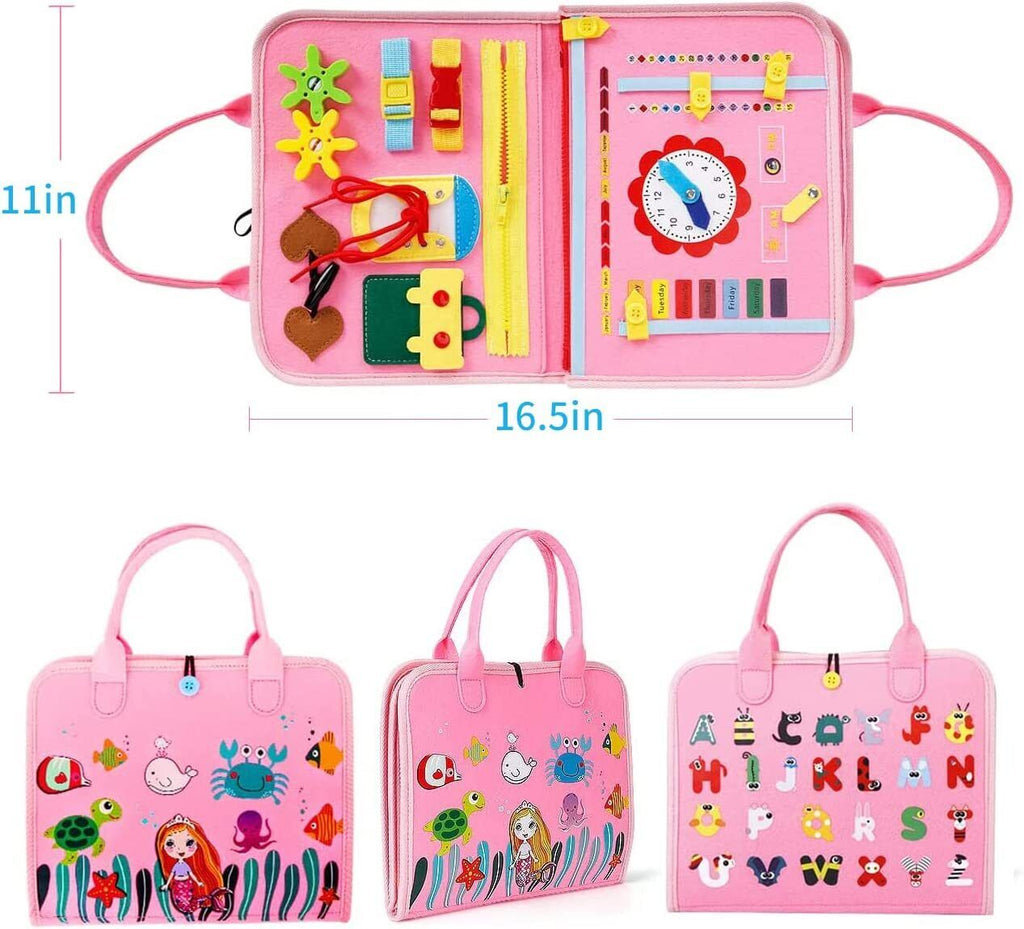 Kids Busy Board for Toddlers Montessori Toys with Dressing Skills Sensory Game