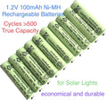 10Pcs AAA NI-MH 1.2V Rechargeable for Solar Lights Ture Capacity 100Mah