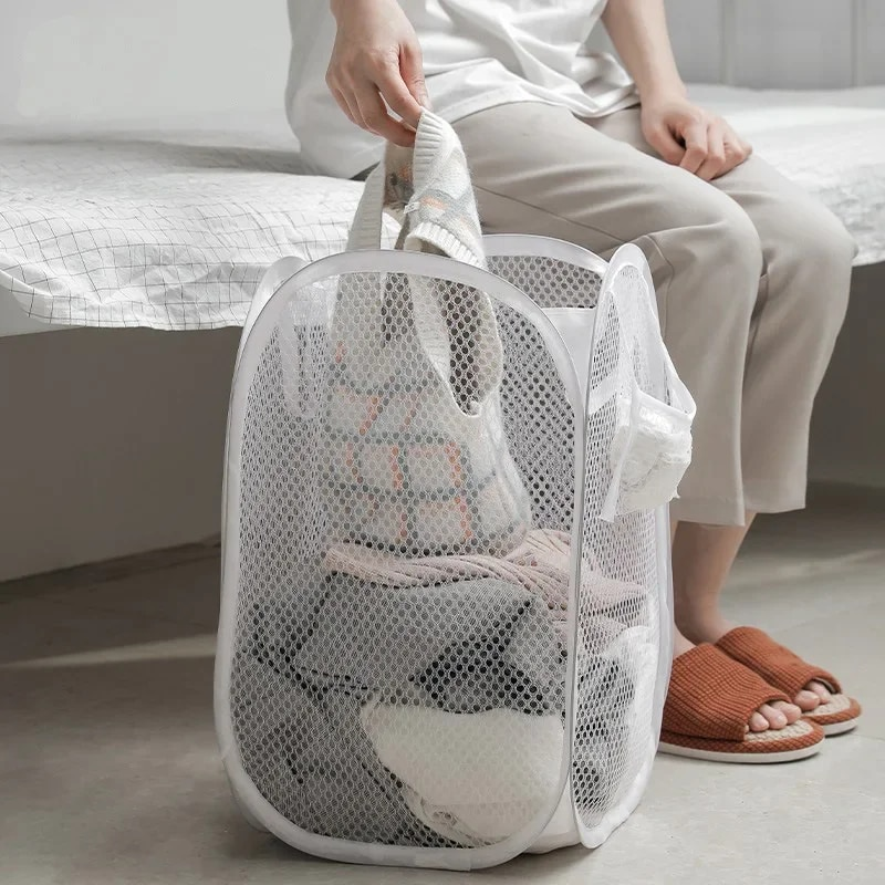 Large Capacity Foldable Laundry Basket for Home Dormitory Use Durable Plastic Cl