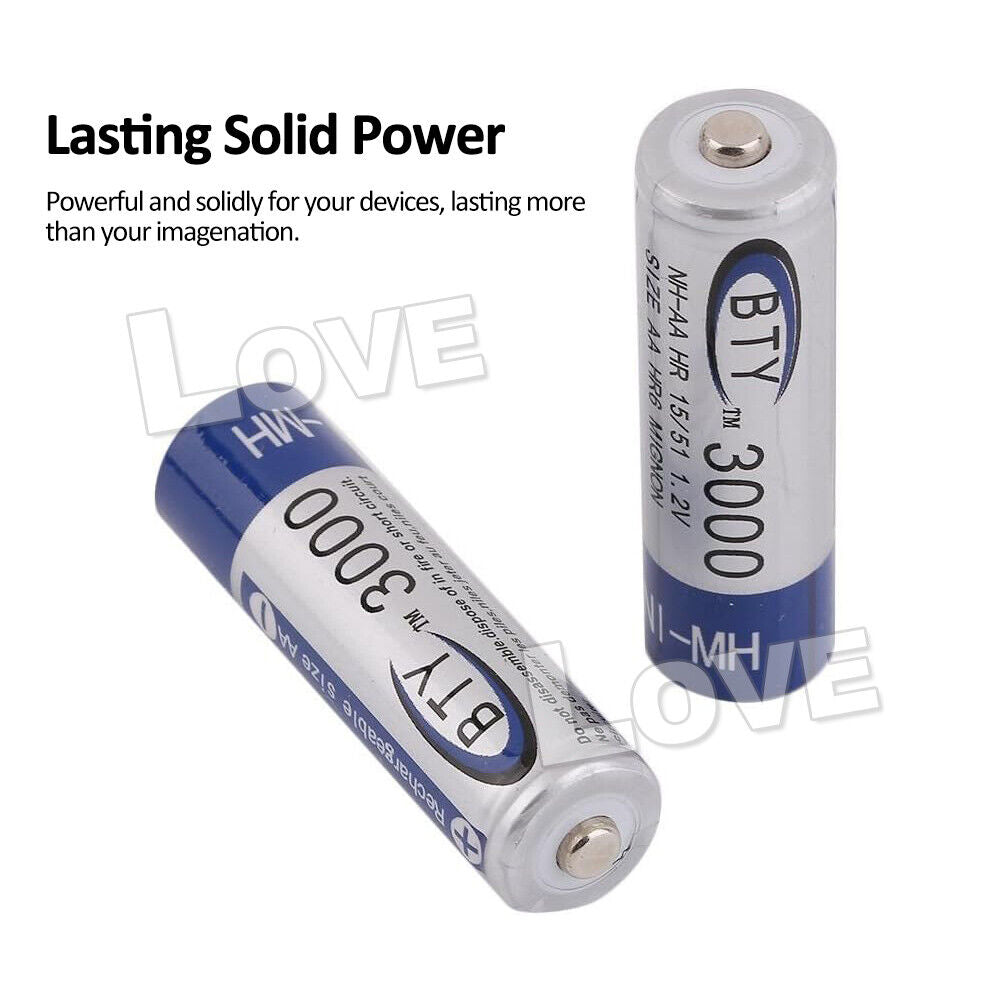 4-24X 3000Mah Aa/1000Mah AAA Rechargeable Battery NI-MH 1.2V Recharge Batteries