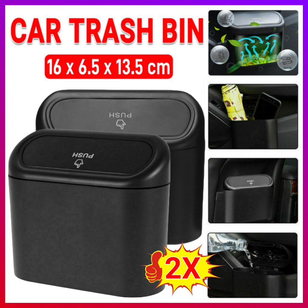 2Pcs Universal Car Trash Bin Can Auto Waste Garbage Dust Dustbin Box Case Holder