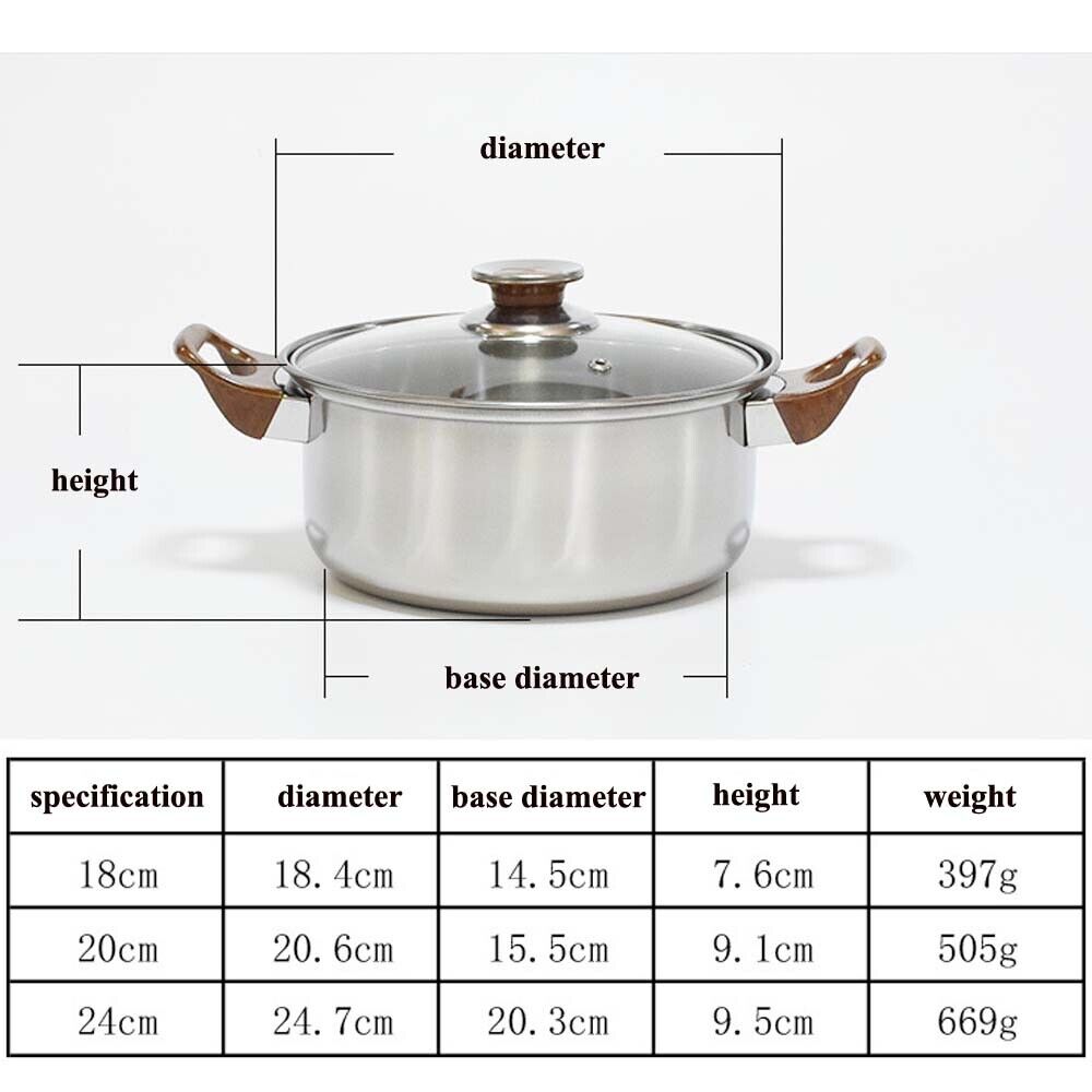 12Piece Cookware Set Kitchen Stainless Steel Stock Pot Pan Sets Saucepan Casser