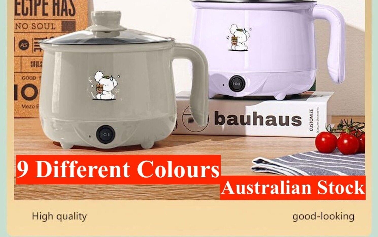 1.8L Portable Electric Mini Rice Cooker Non-Stick Soup Cooker Multi Cooking