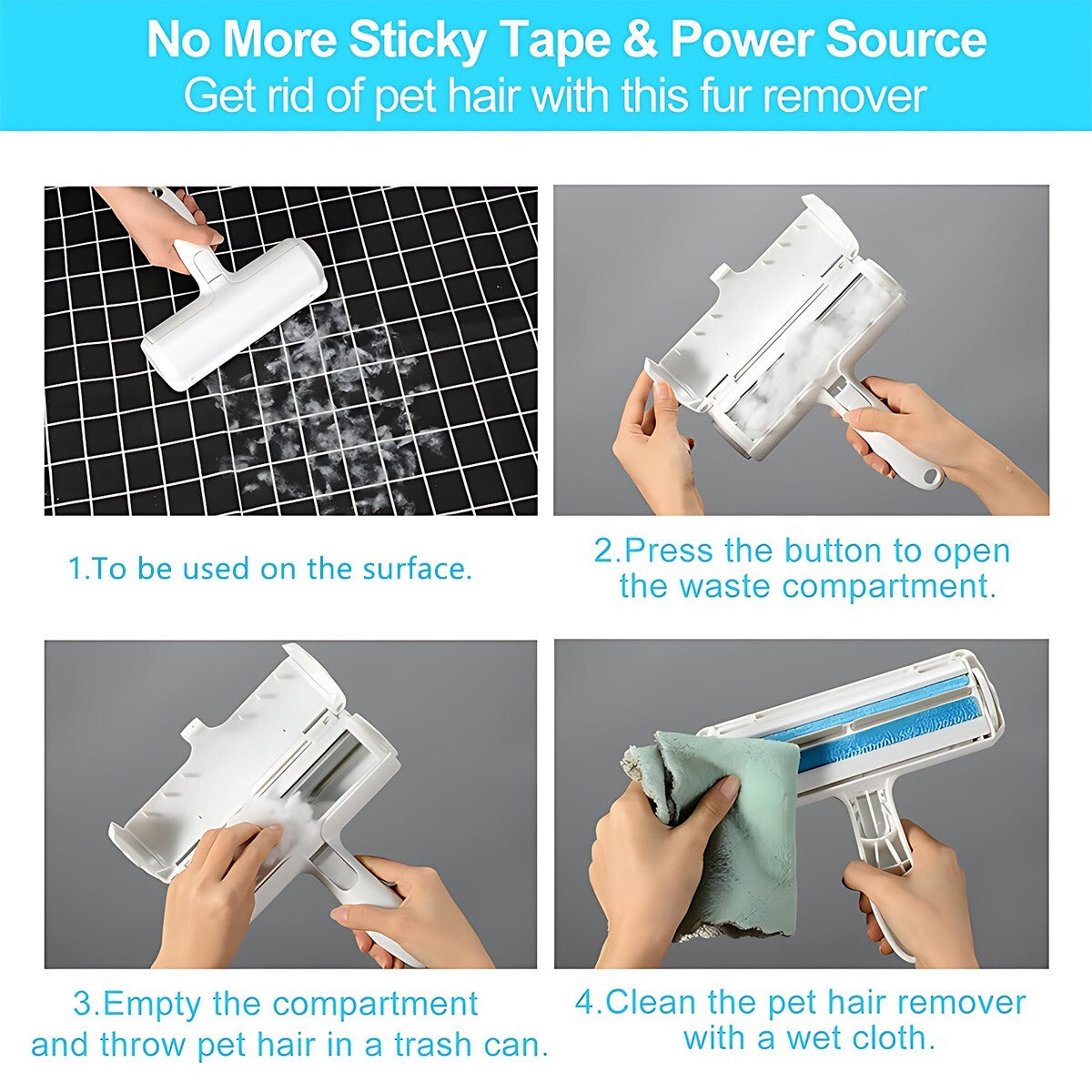 Pet Dog Cat Hair Remover Brush Self Cleaning Hair Remover Fur Removal Brush AU