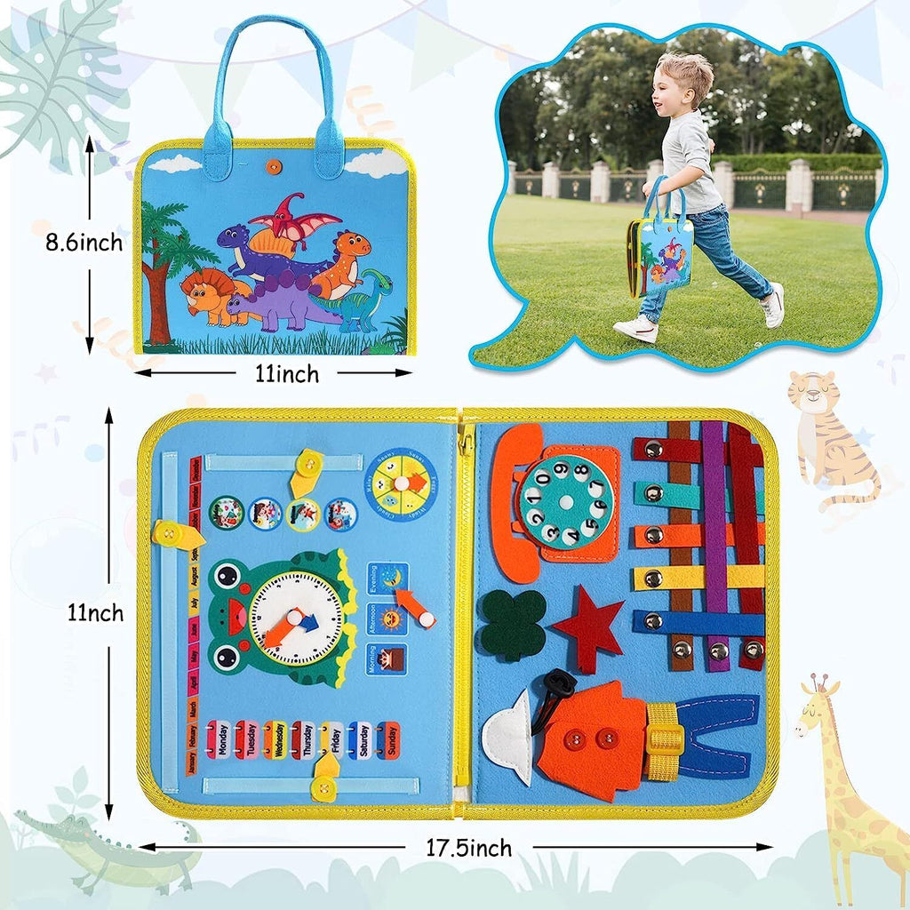 Kids Busy Board for Toddlers Montessori Toys with Dressing Skills Sensory Game