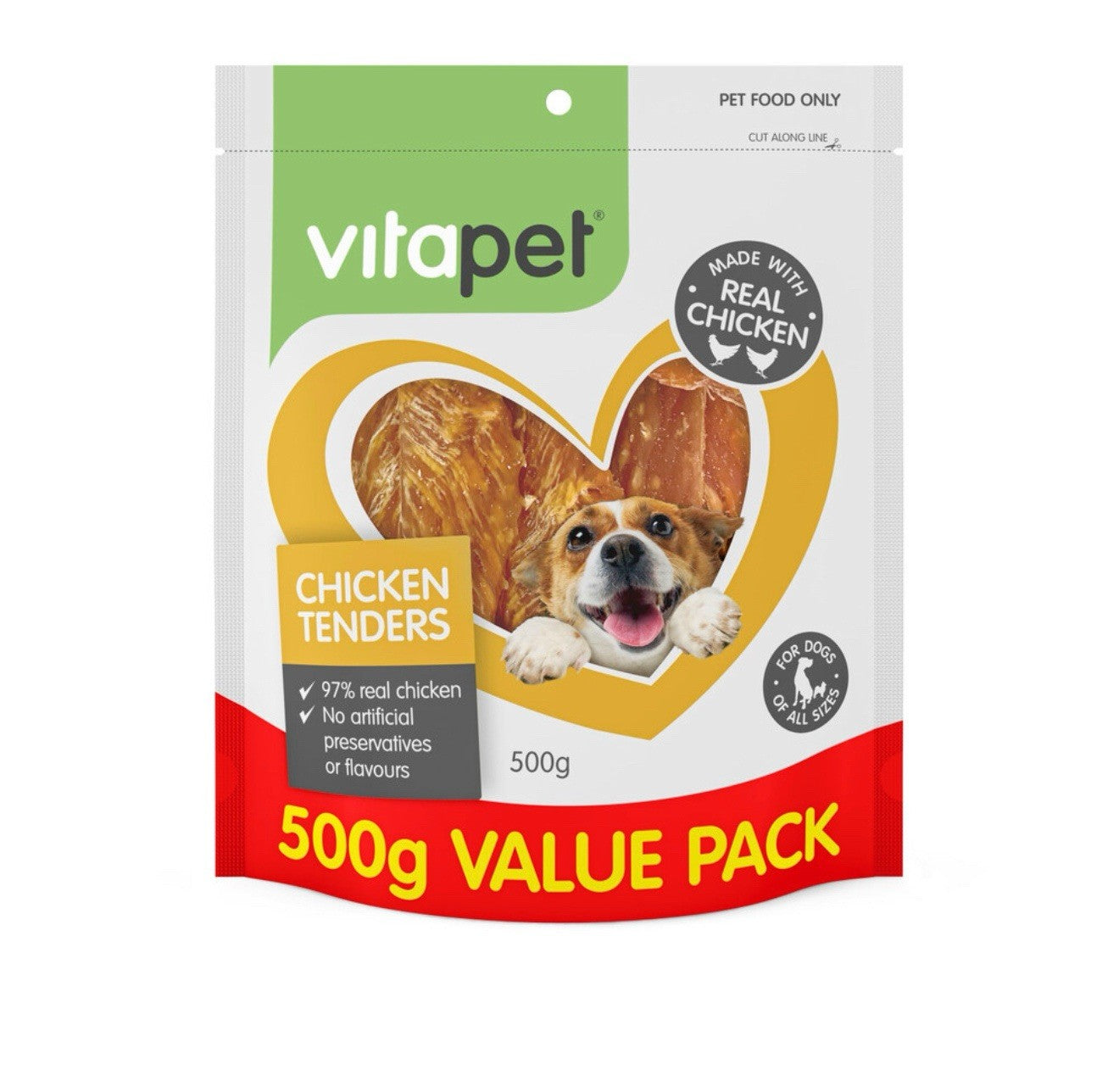 2 x Vitapet Pet Dog Food Chicken Tenders Meat 500G Puppy Snack Treats Value Pack