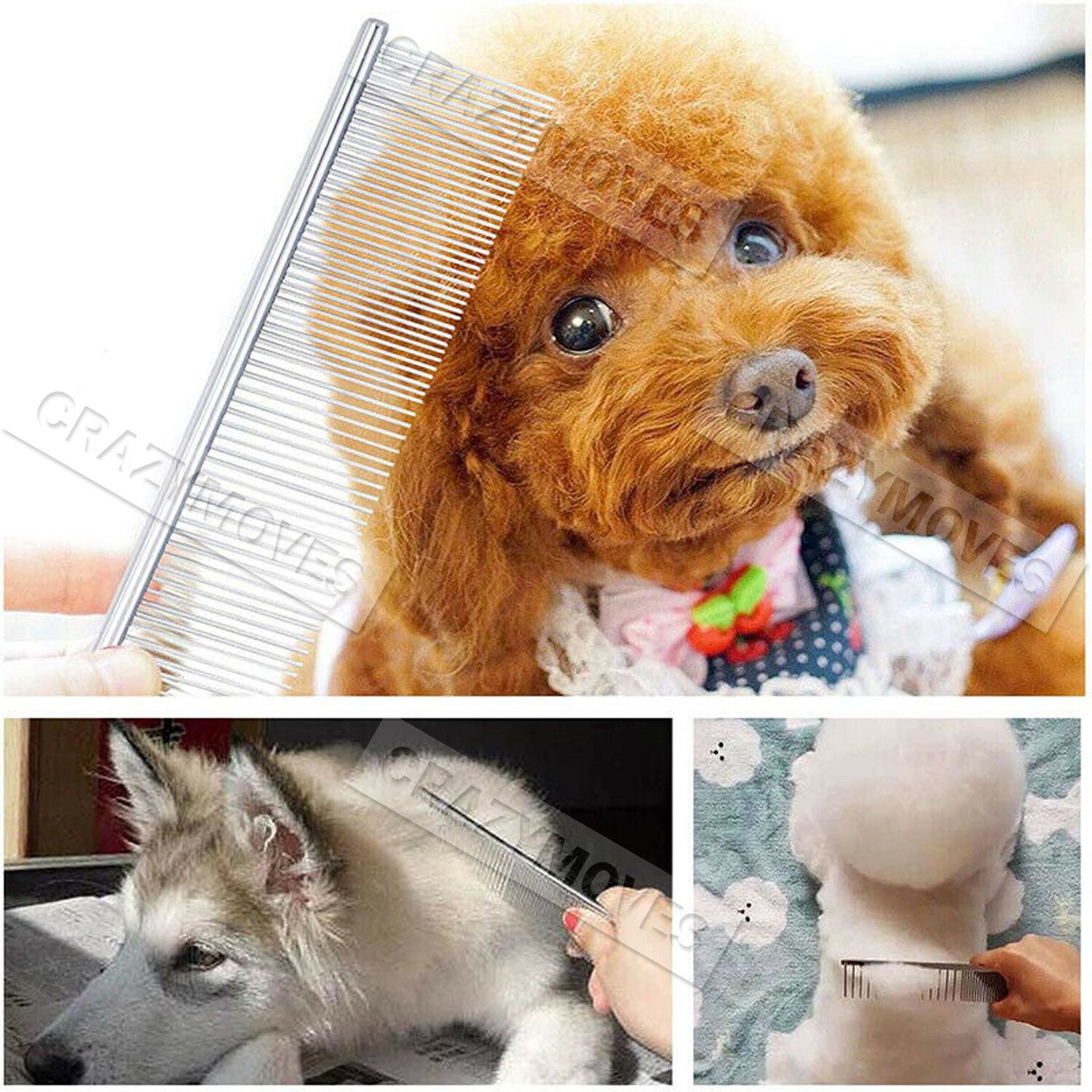 Stainless Steel Teeth Metal Comb Brush Pet Cat Dog Hair Grooming Trimmer