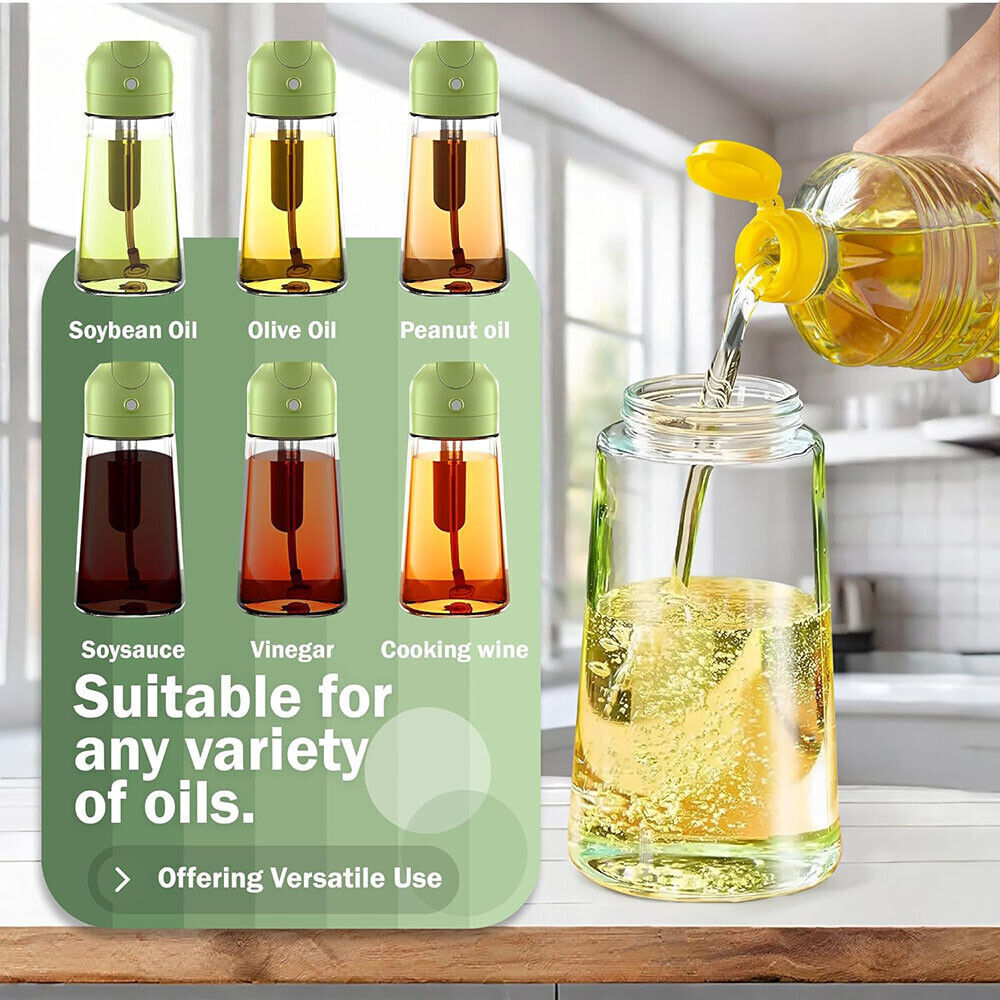 2 In1 Olive Oil Sprayer Dispenser Cooking Baking BBQ Spray Bottle Kitchen Tool.