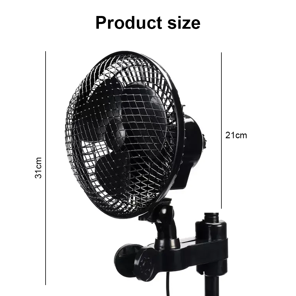 Hydroponics 2 Speed Clip Fan Vertical 6" Inch Oscillating Fan Fit Grow Tent Pole