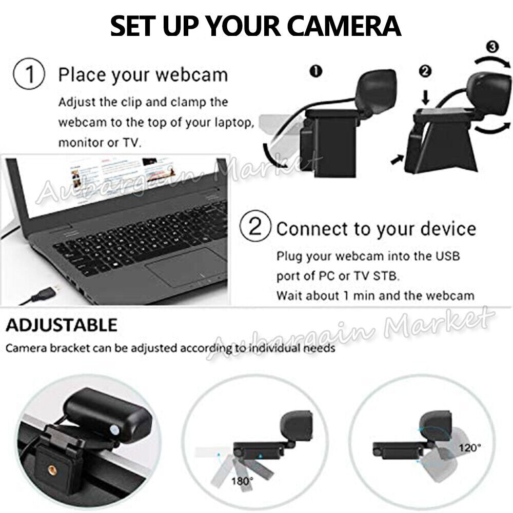 1080P Full HD Webcam USB 2.0  Laptop Web & PC Desktop Camera with Microphone