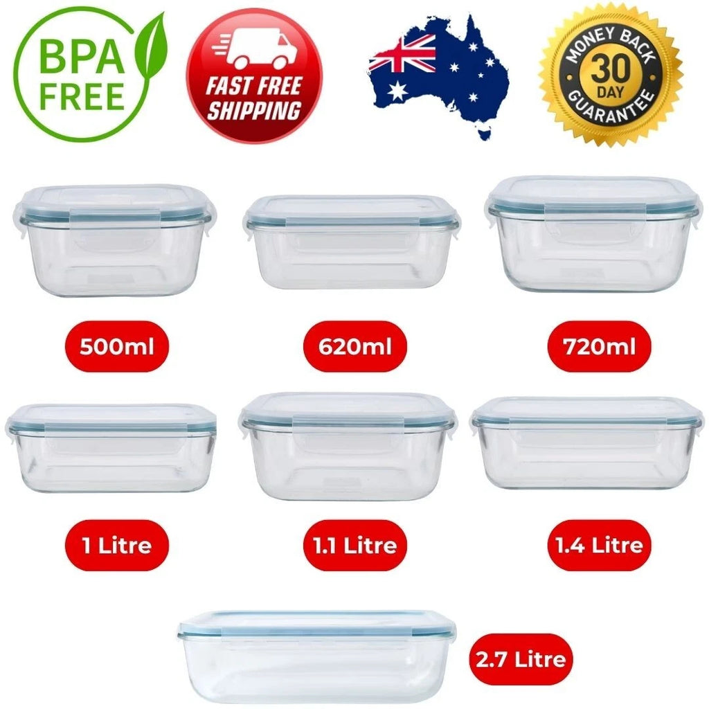 Glass Food Storage Containers Airtight Leak Proof Lid Glass Meal Prep Lunch Box