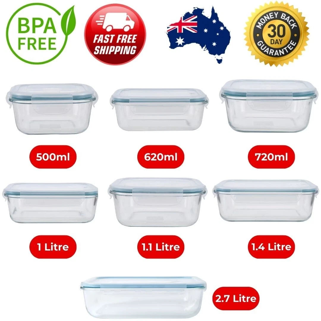 Glass Food Storage Containers Airtight Leak Proof Lid Glass Meal Prep Lunch Box