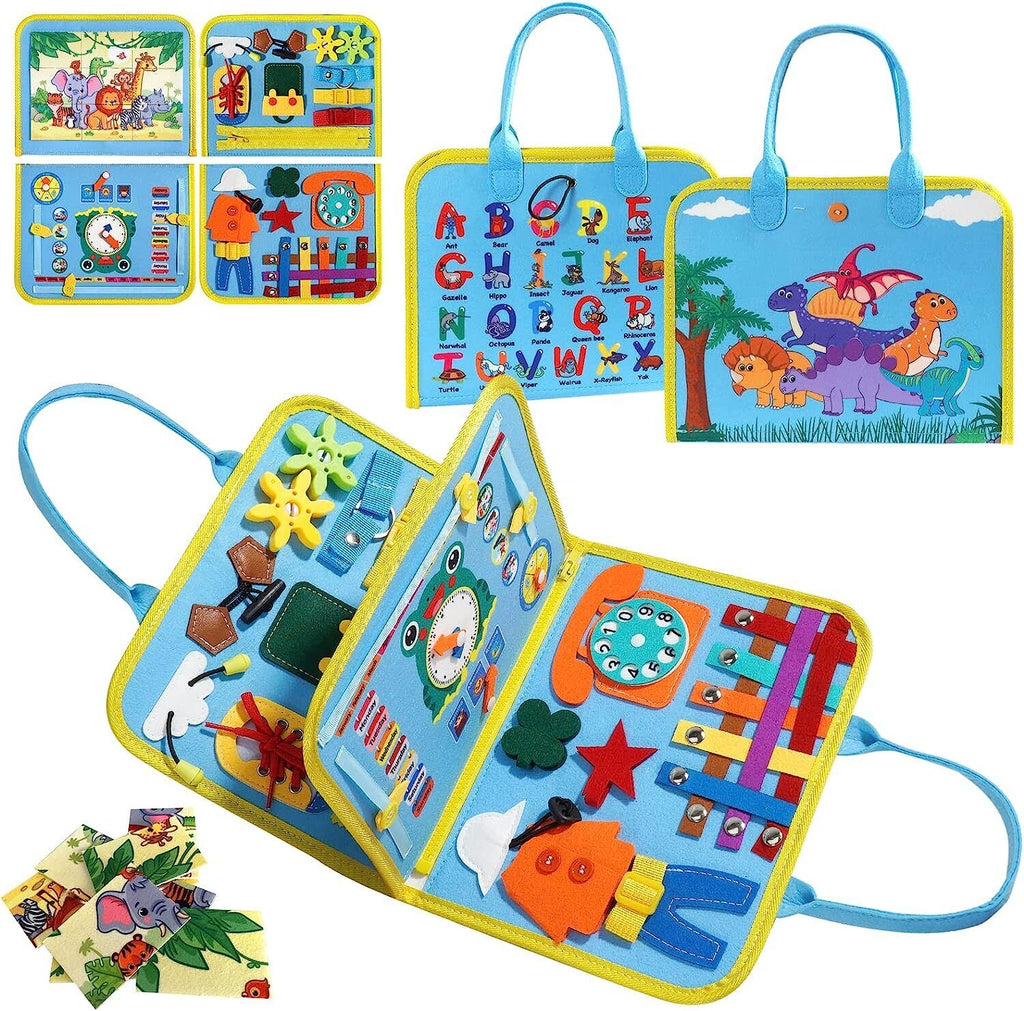 Kids Busy Board for Toddlers Montessori Toys with Dressing Skills Sensory Game