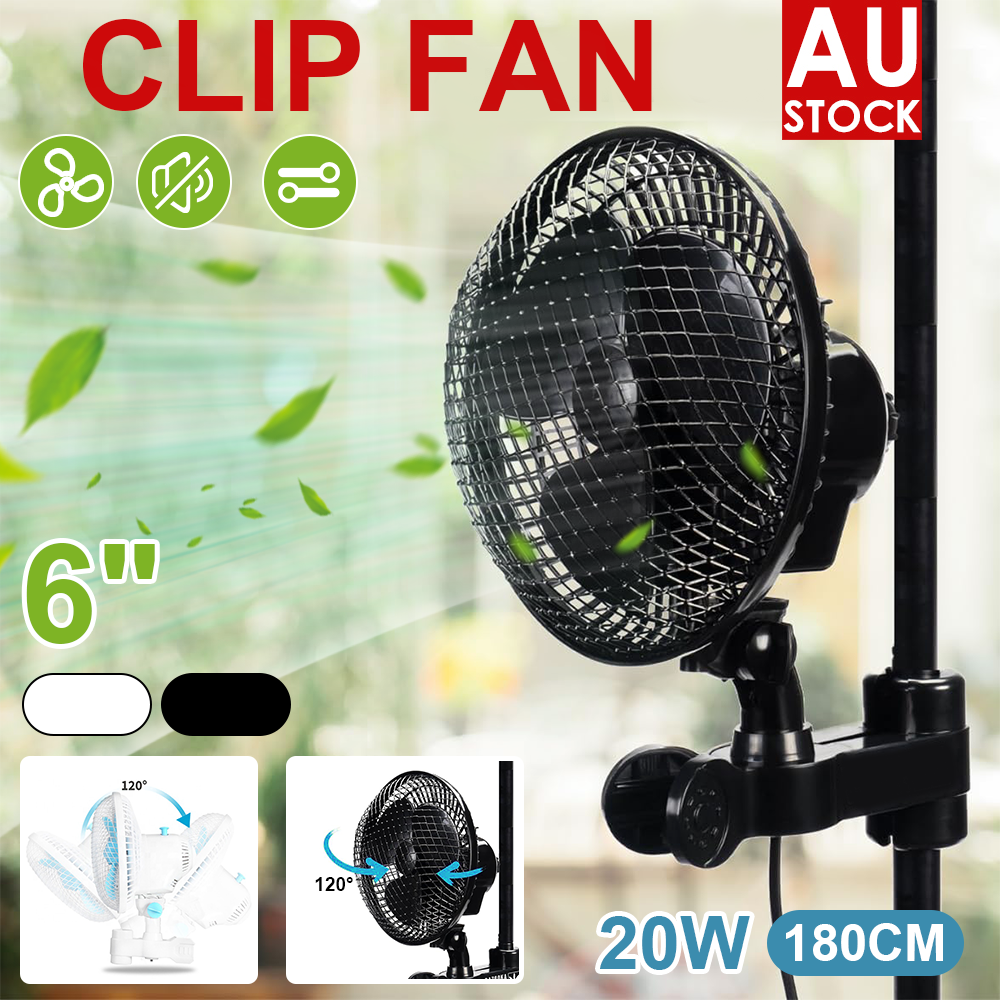 Hydroponics 2 Speed Clip Fan Vertical 6" Inch Oscillating Fan Fit Grow Tent Pole