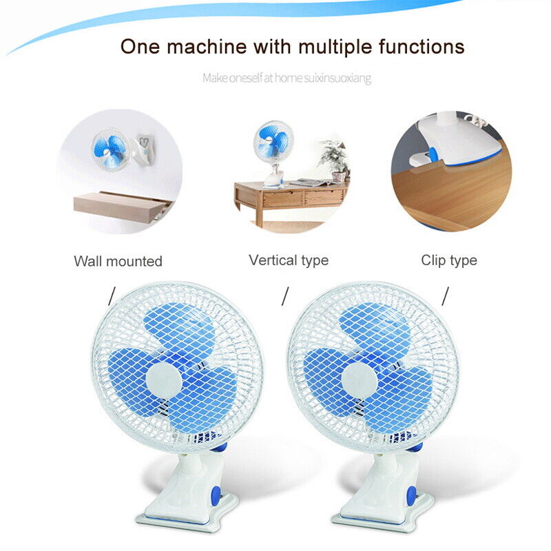 Hydroponics 2 Speed Clip Fan Vertical 6" Inch Oscillating Fan Fit Grow Tent Pole