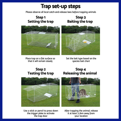 Animal Trap Cage Folding Humane Live Safe Catch Possum Fox Rat Rabbit Bird